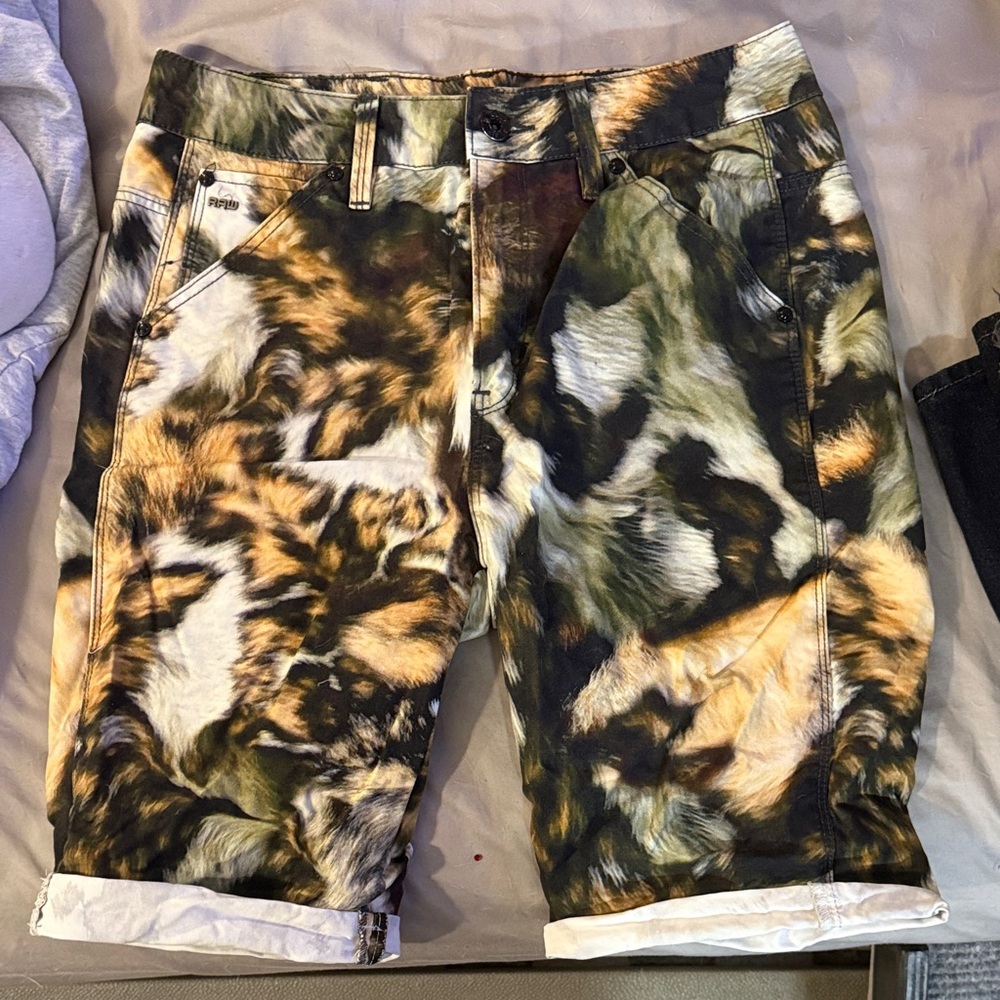 G-Star Animal Print Camouflage-like Long Bermuda Shorts